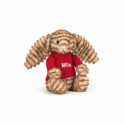 Jellycat Bashful Luxe Konijn Juniper with Red Jumper | DZ7238465